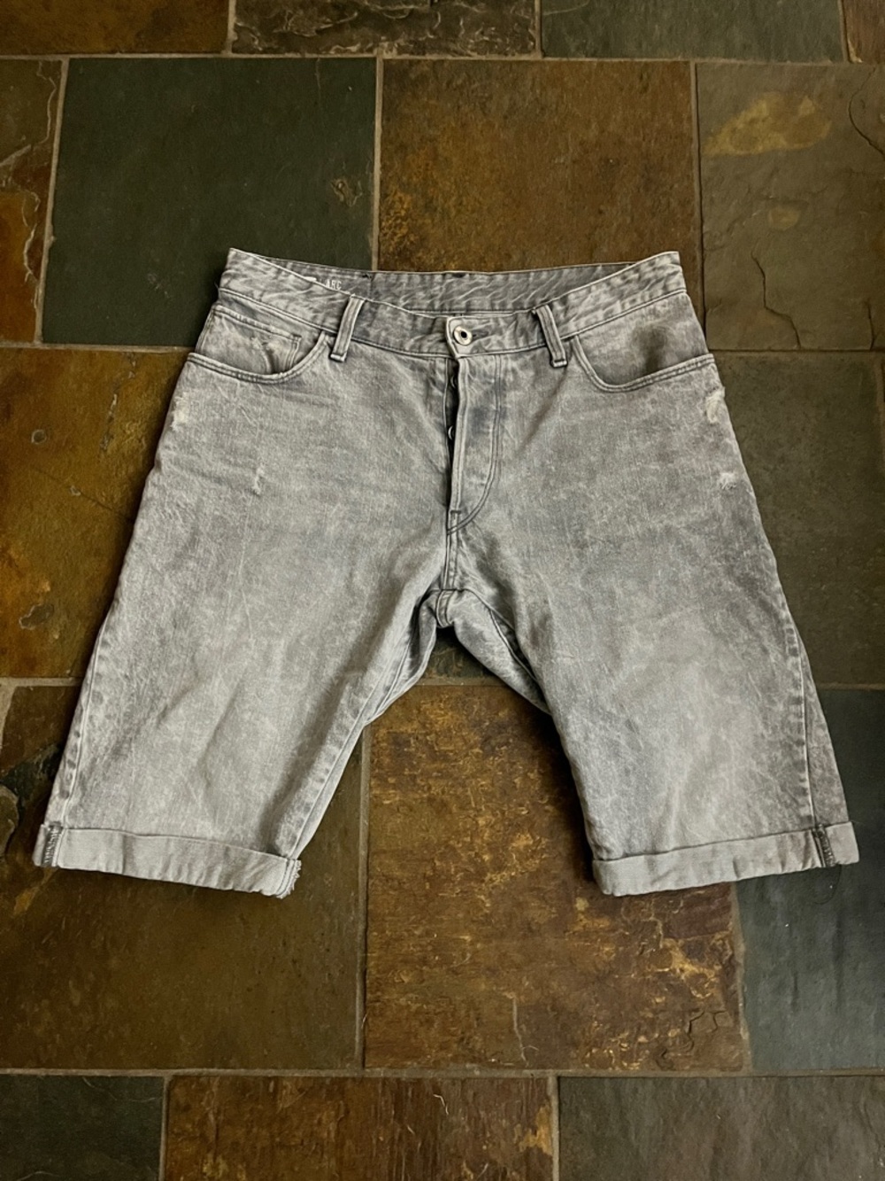 G-Star Light Grey Washed Denim ARC Shorts